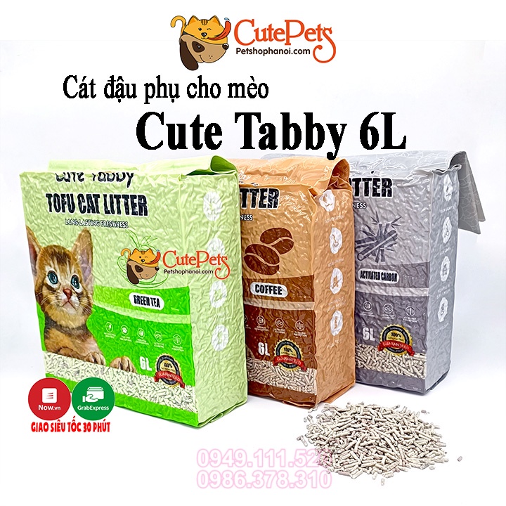 Cát đậu phụ Cute Tabby 6L Tofu Cat Litter đổ được bồn cầu cho mèo - Cutepets