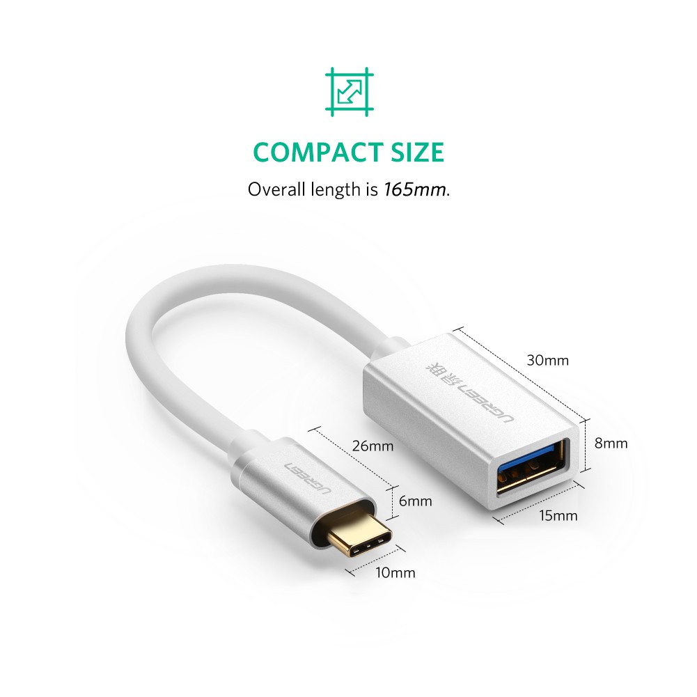 Cáp OTG USB Type-C To USB 3.0 UGREEN 30645 dài13cm - Hàng Chính Hãng