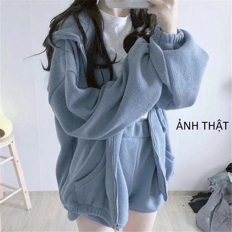 Áo hoodie nữ len tăm lót lông dày dặn không nhăn không xù ẢNH THẬT | BigBuy360 - bigbuy360.vn