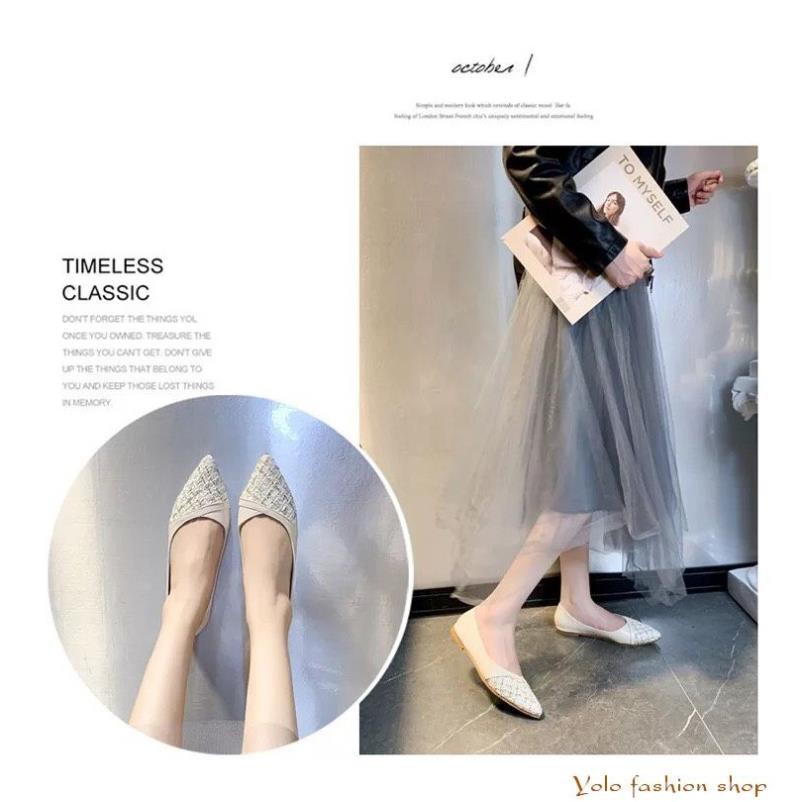 Giày bệt búp bê nữ phối dạ xinh xắn hàng cao cấp CC10 | BigBuy360 - bigbuy360.vn