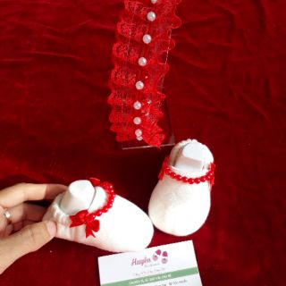 set giày vải cho bé ( giày + turban)