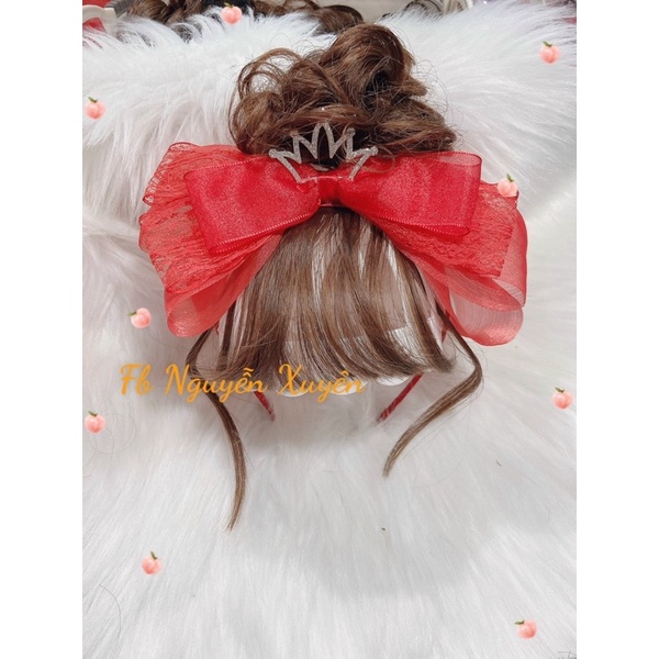 Tuban/ băng đô tóc giả búi xoăn cho bé