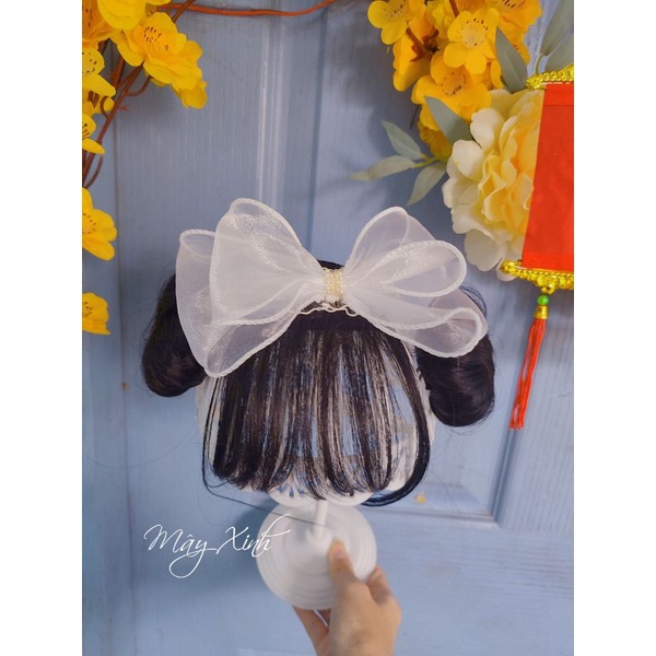 Băng đô tóc giả nơ bèo xinh cho bé