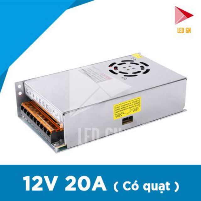 Nguồn 12V 20A Có Quạt - Chuyển Đổi Điện Áp 220V về 12V 20A - 80% Công Suất