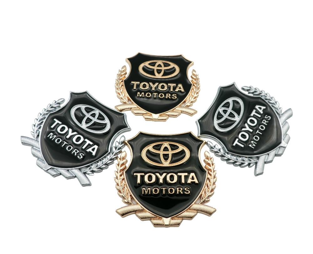 2 Miếng Dán Kim Loại 3D Trang Trí Cửa Sổ Xe Hơi Toyota