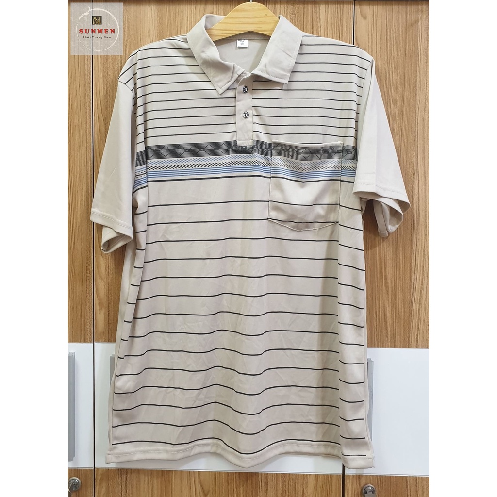 [HCM]Áo Thun Nam Trung Niên Sọc Ngang From Rộng Tay Lở Vải Thun Lạnh Cực Thoáng Mát SUNMEN Size (60-75kg)