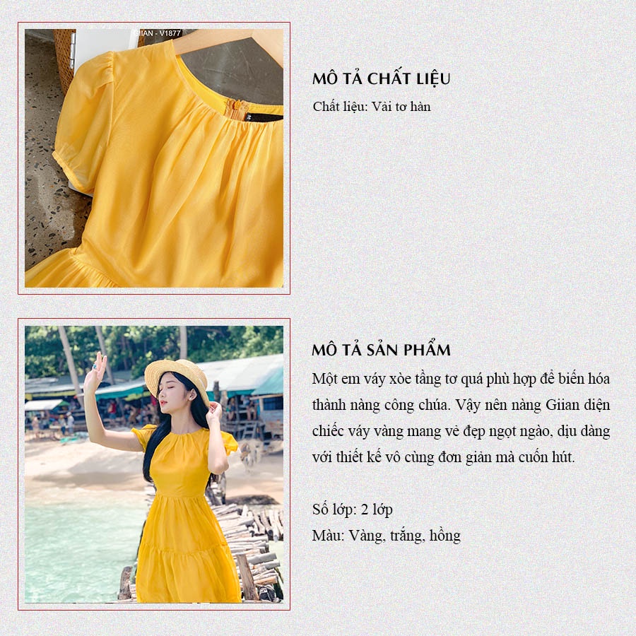 Đầm xòe tầng cách điệu, váy tơ hàn mỏng nhẹ có lớp lót Design By Giian V1877 | BigBuy360 - bigbuy360.vn