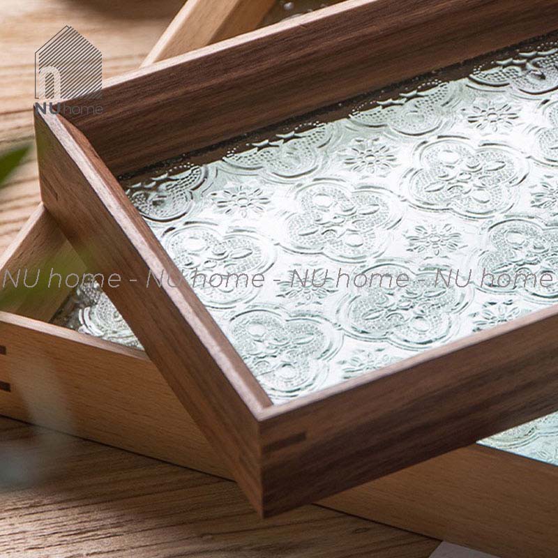 nuhome.vn | Khay chữ nhật - Bego được thiết kế đơn giản với chất liệu gỗ cao cấp kèm đáy kính sang trọng và đẹp mắt