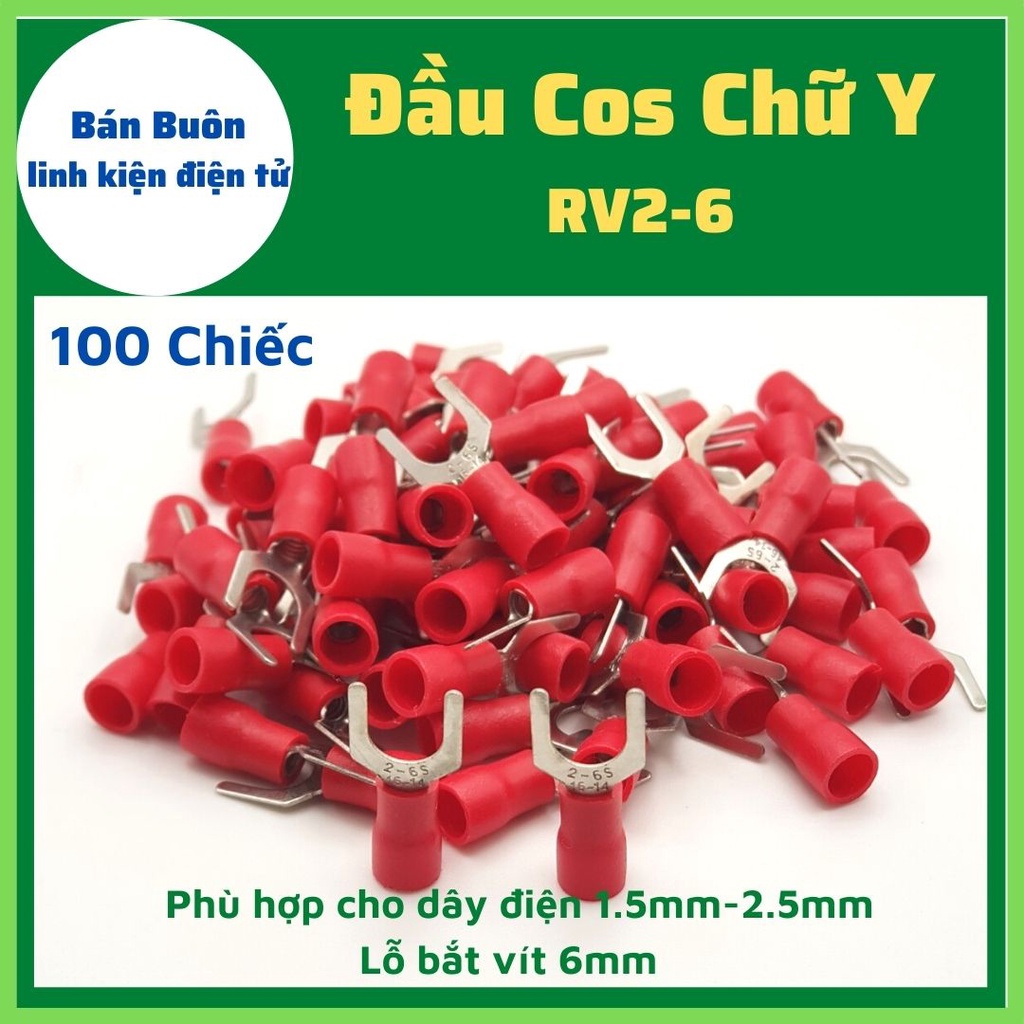 100 Đầu cos chữ y2-6, đầu cos dây điện 2.5mm