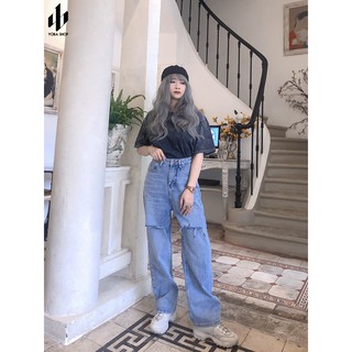 QUẦN JEANS SUÔNG RÁCH GỐI [ảnh thật 100%]