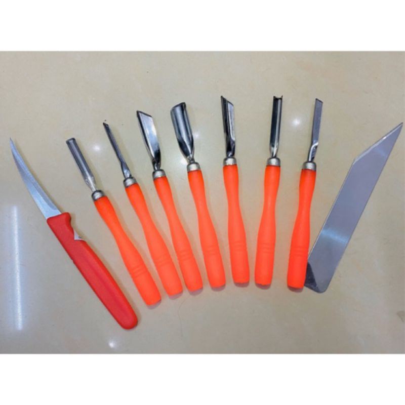 Bộ dao tỉa hoa quả 9 món - hàng dày đẹp - sắc bén