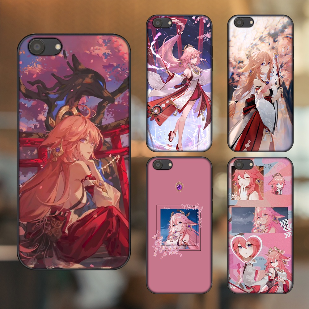 Ốp lưng Oppo A83 viền đen in hình Yae Miko Genshin Impact