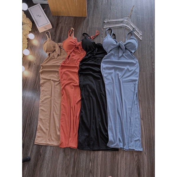Đầm Hai Dây  Nơ Cột Ngực Dáng Dài Xẻ Tà Ngực Ôm Dáng Phong Cách Âu Mỹ Quyến Rũ Dành Cho Nữ Đi Biển Nghỉ Mát