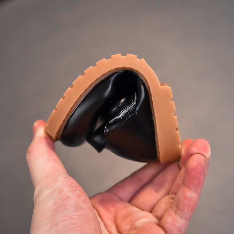 Giày Lười Da Đế Mềm Màu Trơn Phong Cách Hàn Quốc Cho Bé