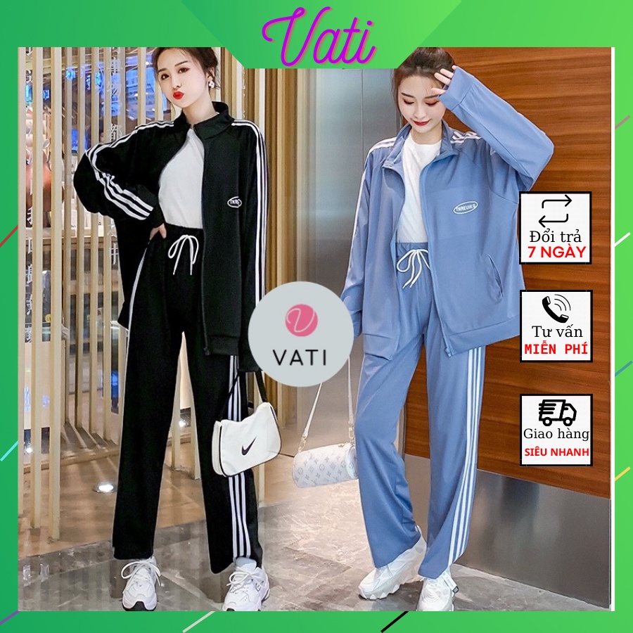 Sét Bộ Thể Thao VATI Unisex Phối 3 Sọc Bộ Thể Thao Nam Nữ Chất Cotton Co Dãn Nhẹ Form Dưới 65kg