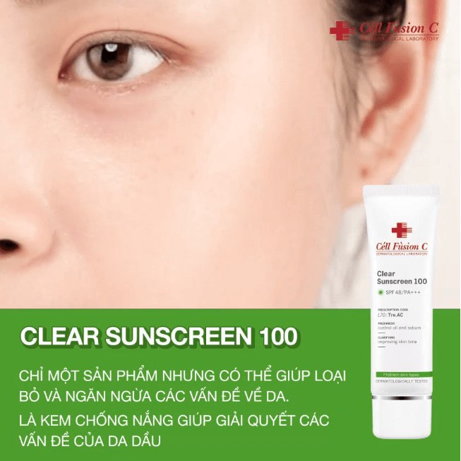 [Mẫu mới] Kem Chống Nắng Kiểm Soát Dầu &amp; Nhờn Mụn Cell Fusion C Clear Sunscreen 100 SPF48/ PA+++ 50ml