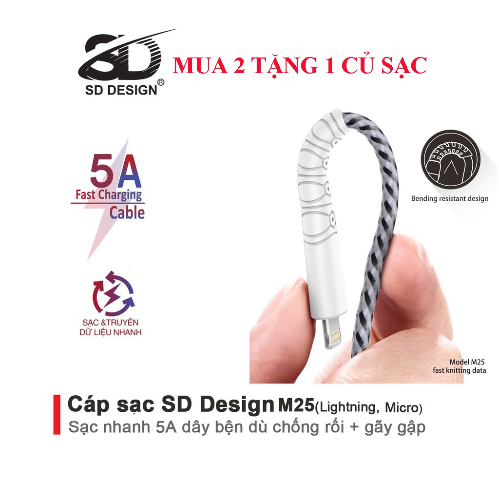 Cáp sạc chính hãng M25 với thiết kế mới trẻ trung, sạc và truyền dự liệu nhanh chóng, bảo hành 1 đổi 1