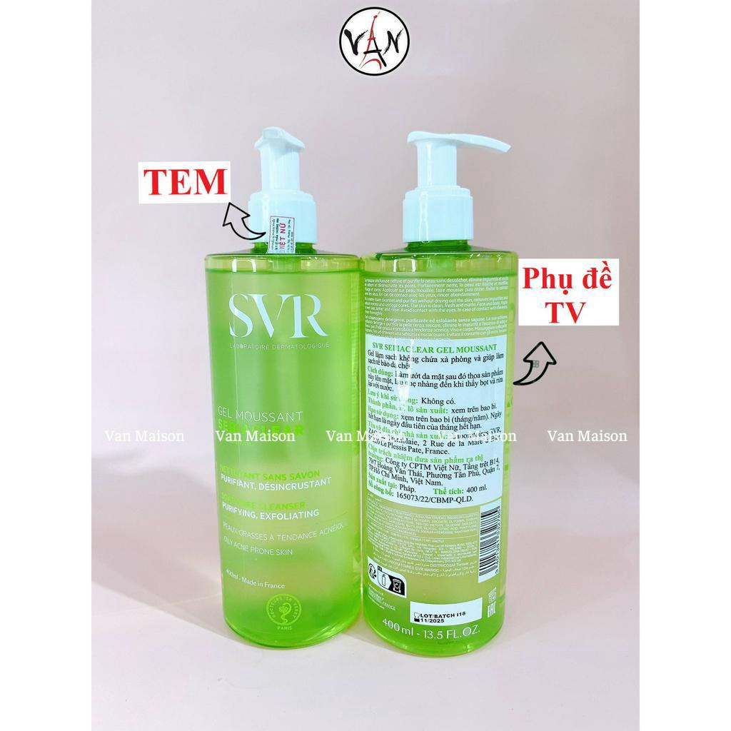 Gel rửa mặt svr không chứa xà phòng cho da dầu sebiaclear gel moussant 55ml 200ml 400ml