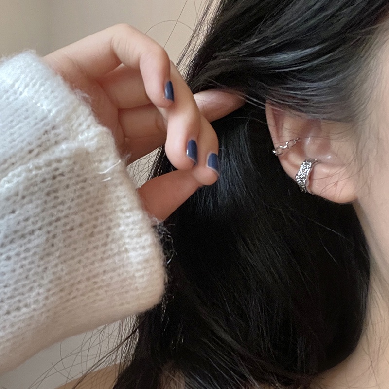 3 Khuyên tai dạng kẹp màu bạc phong cách trẻ trung dành cho nữ