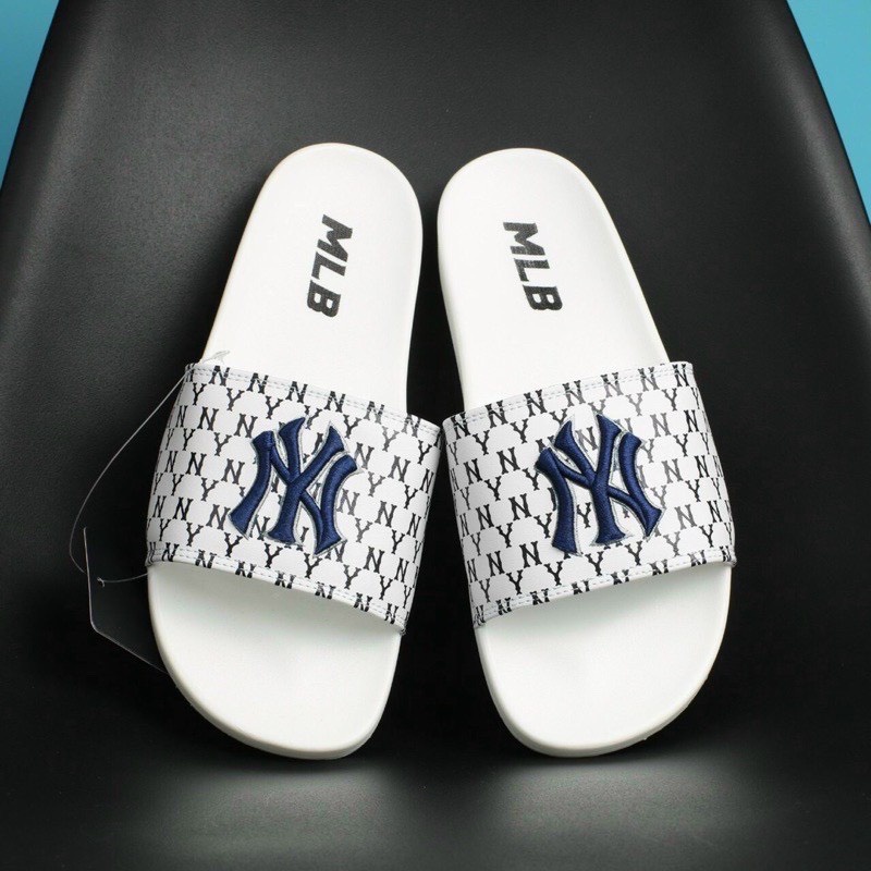 Dép 𝗠𝗟𝗕 𝗡𝗬 Thêu Chữ Cao Cấp - Dép Quai Ngang Nam Nữ Thời Trang Hottrend 2022