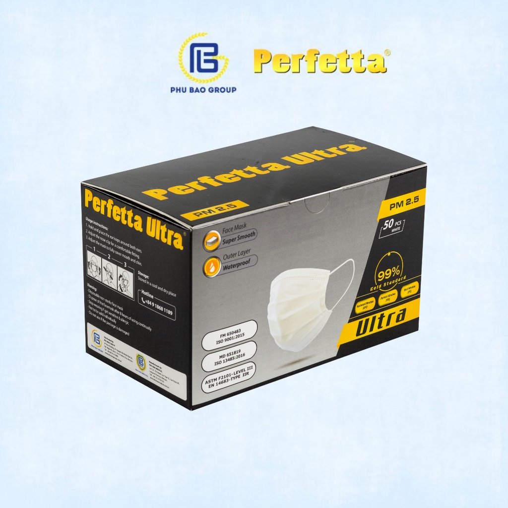 [CAO CẤP] Khẩu trang y tế 4 lớp Perfetta Ultra Trắng/Xanh (35 Cái/Hộp) | BigBuy360 - bigbuy360.vn