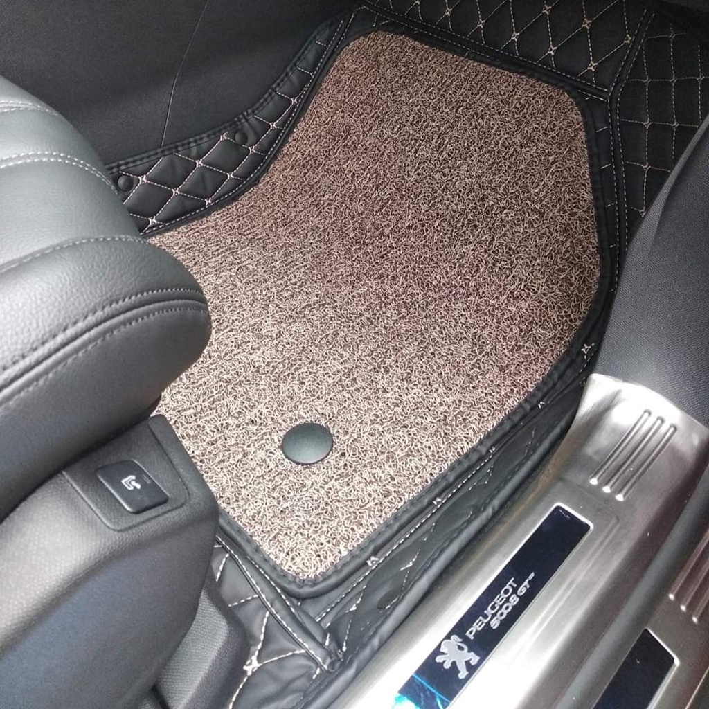 Thảm lót sàn 6D da Cacbon cao cấp cho xe Peugout 3008 không mùi chống thấm nước tuyệt đối