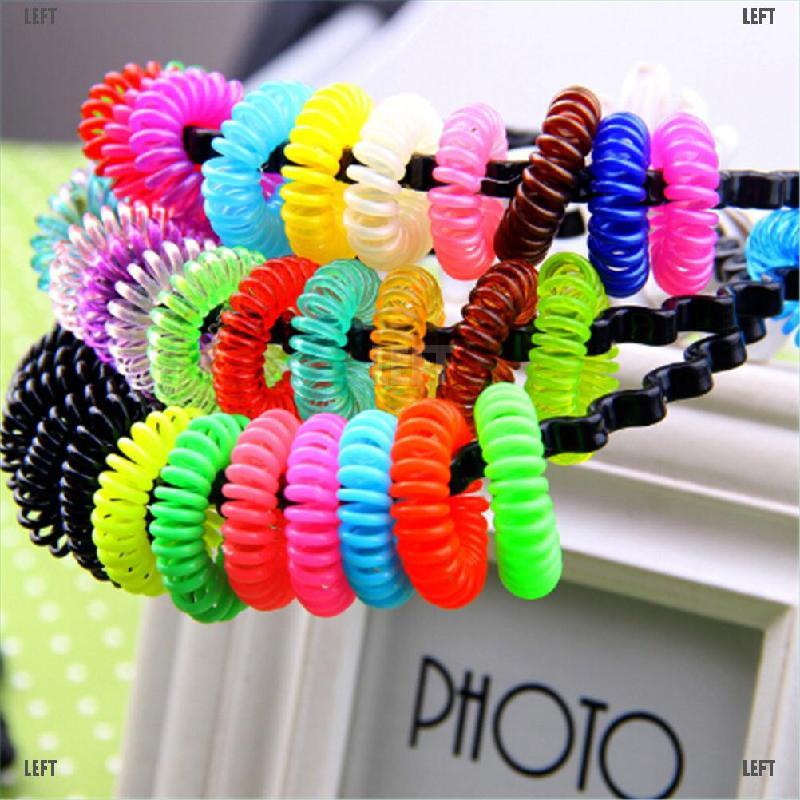 Bộ 10 Dây Cột Tóc Nhựa Màu Trơn Thiết Kế Xoắn Ốc Thời Trang Cho Nữ