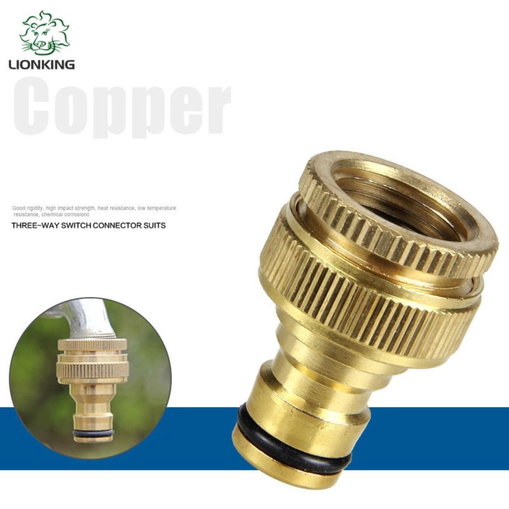 Khớp nối nhanh bằng đồng CU - 113T dùng cho vòi nước có ren ngoài 21mm hoặc 27mm kết nối ống dây có đường kính 14-18mm
