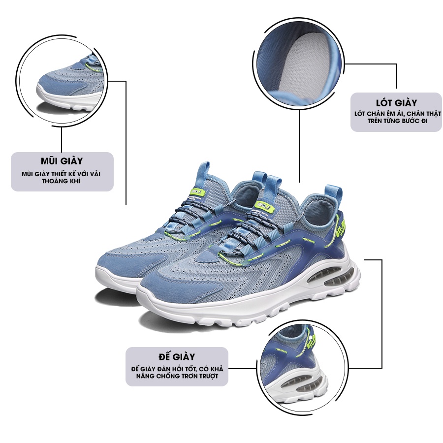 Giày Thể Thao Nam GEMI - Giày Sneaker Màu Đen - Xanh - Trắng , Đế Giày Chống Mài Mòn - G5055