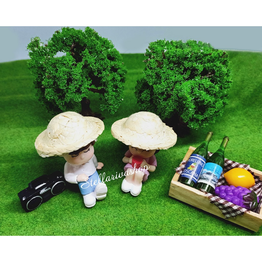 Mô hình nón đan vành rộng cho nông dân trang trí tiểu cảnh nông thôn quà tặng trang trí