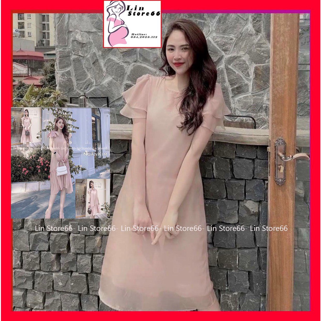 Đầm Bầu Mùa Hè Chất Voan 2 Lớp,Váy Bầu Thiết Kế Công Sở Dự Tiệc Đi Chơi A021 Lin Store66