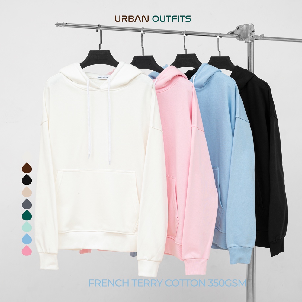 Áo Hoodie Form Rộng URBAN OUTFITS Kiểu Trơn HOO100 ver 2.0 Thun Cotton Frech Terry 350GSM Local Brand