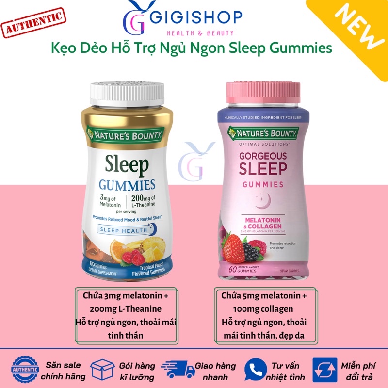 Kẹo Dẻo Hỗ Trợ Ngủ Ngon Nature’s Bounty Sleep Gummies 60 viên