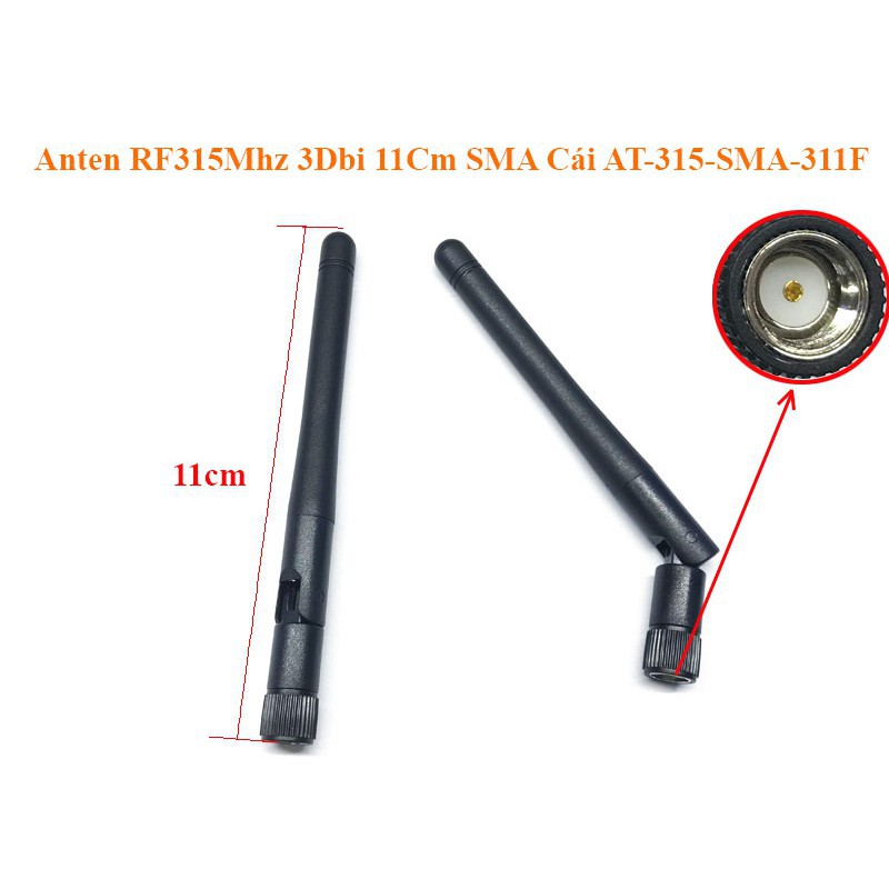 [Minh Hà] Anten RF315Mhz 3Dbi 11Cm SMA Cái AT-315-SMA-311F