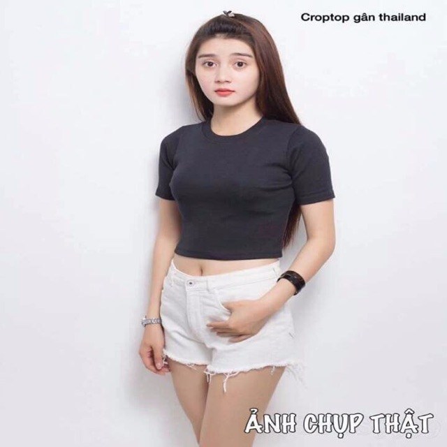 Áo croptop tay lửng gân y hình | BigBuy360 - bigbuy360.vn