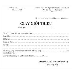 Mẫu Giấy giới thiệu in sẵn nội dung, giấy đẹp