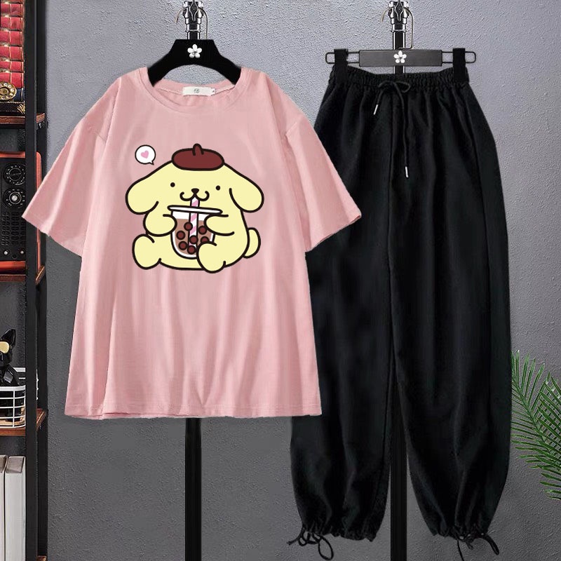 Sét Áo Gấu vàng + quần bom chun, Áo thun from rộng, Chất đẹp không xù, quần suông ống rộng, Sét bộ mặc ở nhà - MODY