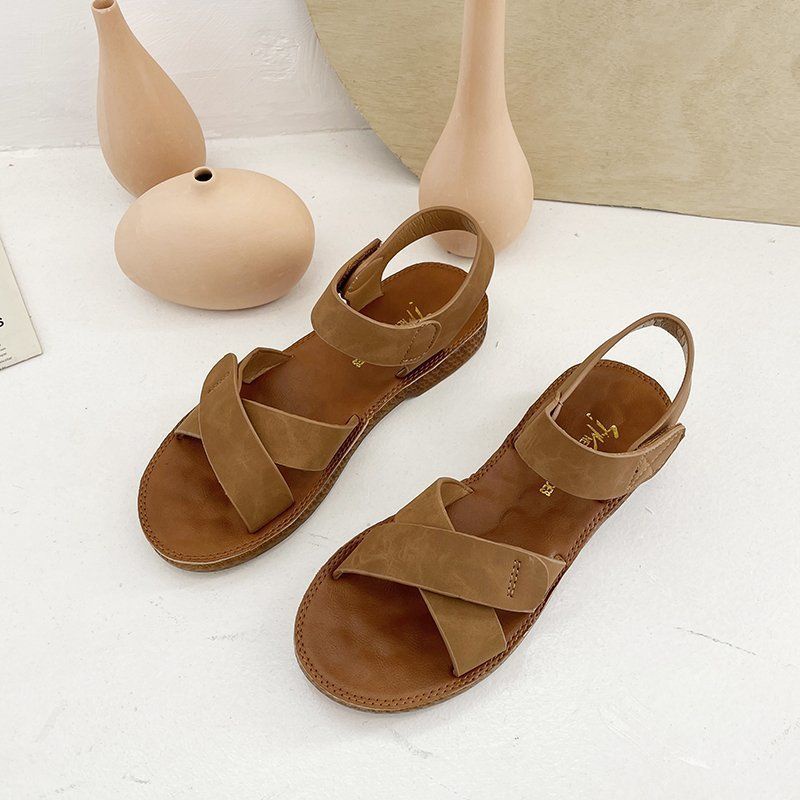 Xăng đan Đế Bằng Quai Dán Thoải Mái Thời Trang Đi Biển Dành Cho Nữ