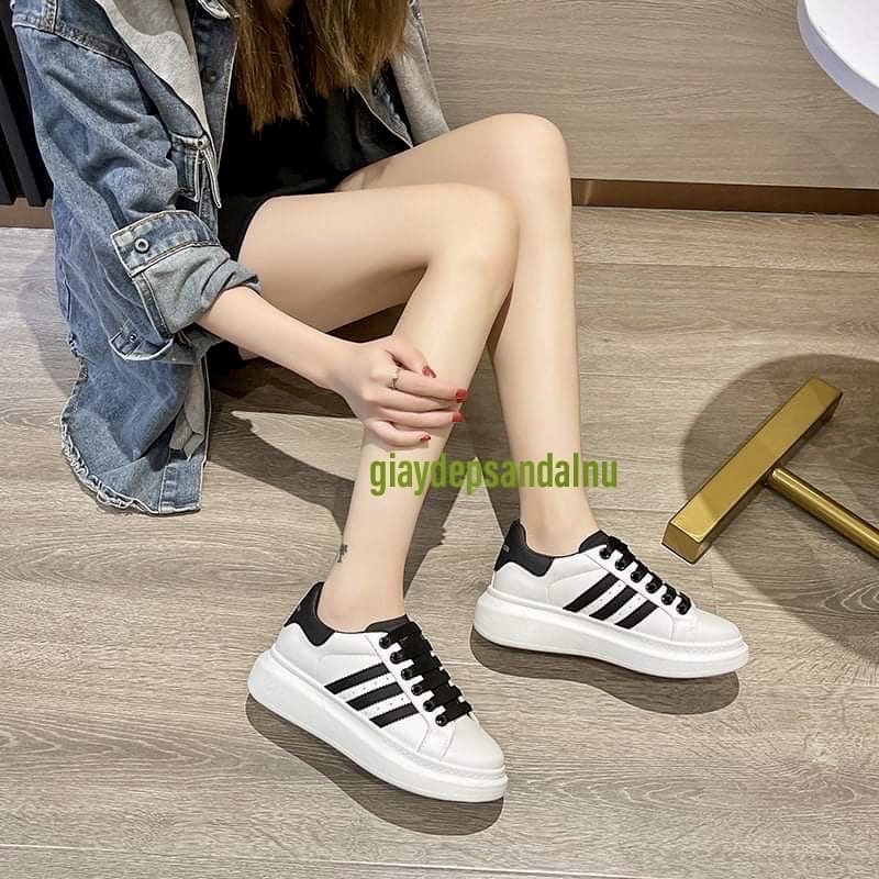 Giày Thể thao nam nữ MC 3 sọc đen bạc cao cấp thời trang