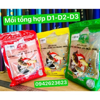 Mồi câu d1 d2 d3 mồi câu cá: trắm, chép, tra, rô phi ... cám câu cá mồi câu giá rẻ mồi câu đài mồi câu tổng hợp