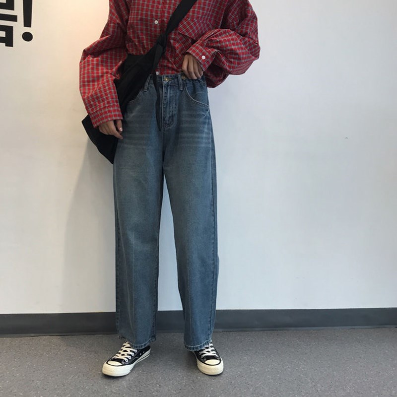 Quần Jean Ống Rộng Cạp Cao Ống Loe Dành Cho Nữ