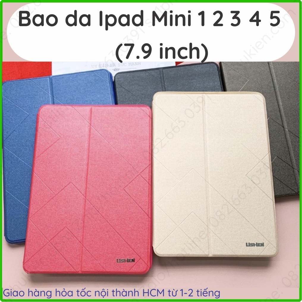 Bao da i Pad Mini 1 2 3 4 5 (9.7 inch) da xịn, ngăn đựng thẻ, chống xem phim tiện lợi