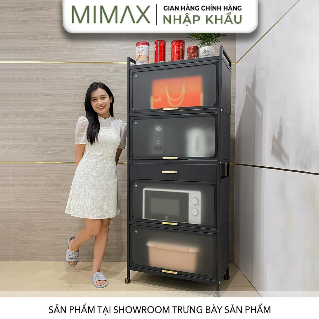 Kệ Tủ Bếp Để Đồ Nhà Bếp Đa Năng Thông Minh Có Nắp Đậy MIMAX KDN-68, Kệ Lò Vi Sóng Lò Nướng 4-5 Tầng