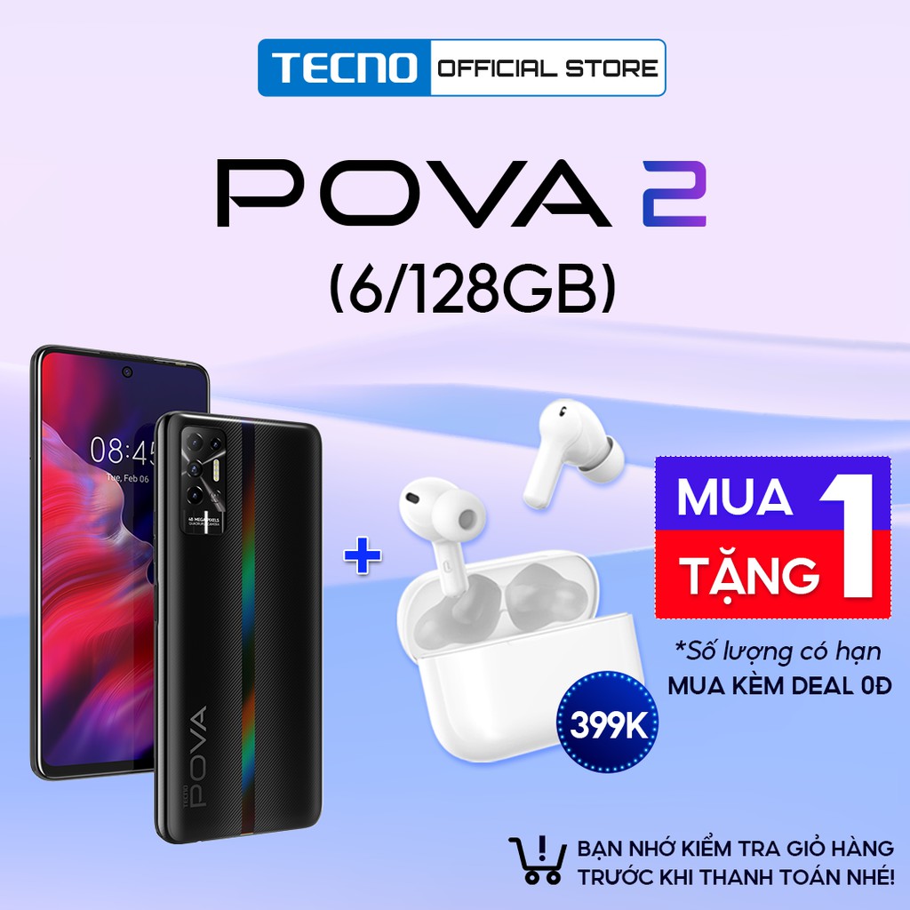 [ĐỘC QUYỀN SHOPEE] Điện thoại Tecno Gaming Pova 2 (6GB+128GB) | Chính Hãng