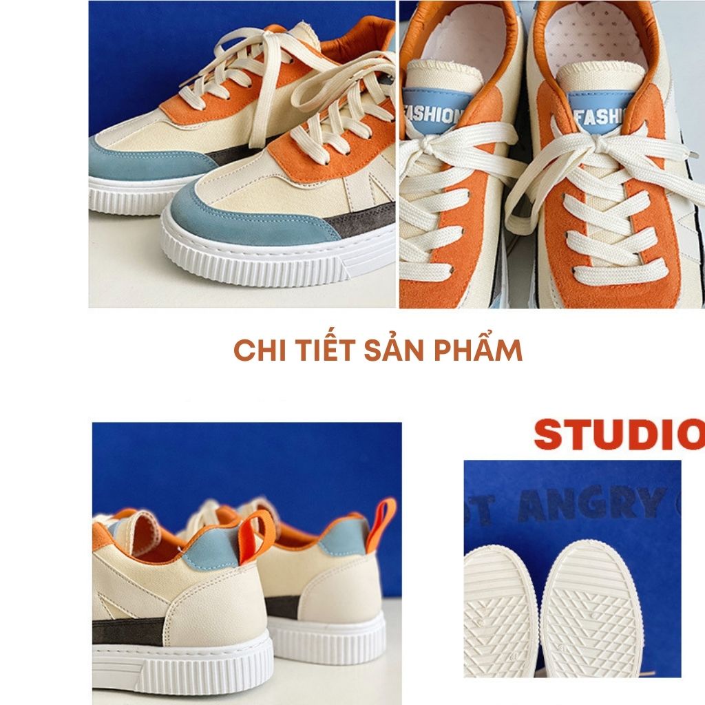 Giày sneaker nam cao cấp đẹp thấp cổ phối da lộn kiểu dáng thể thao trẻ trung năng động đi học đi chơi TKTG50