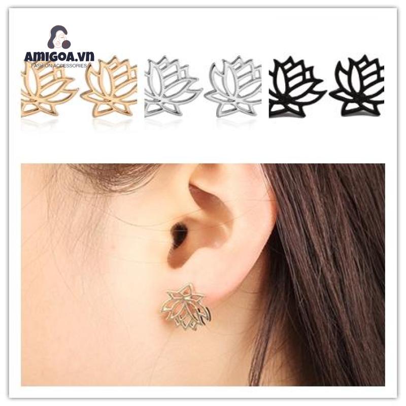 Khuyên Tai Xỏ Lỗ Hình Hoa Sen/Hoa Sen Đơn Giản Thời Trang Cho Nữ
