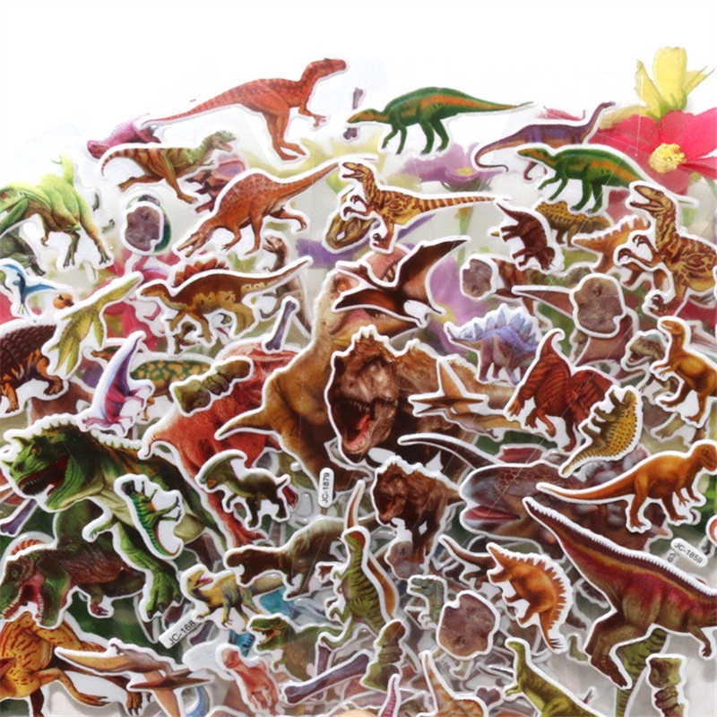 1 Sheet ▶ Dinosaur Educational Toys Stickers ◀ Cartoon 3D DIY Kids Reward Stickers