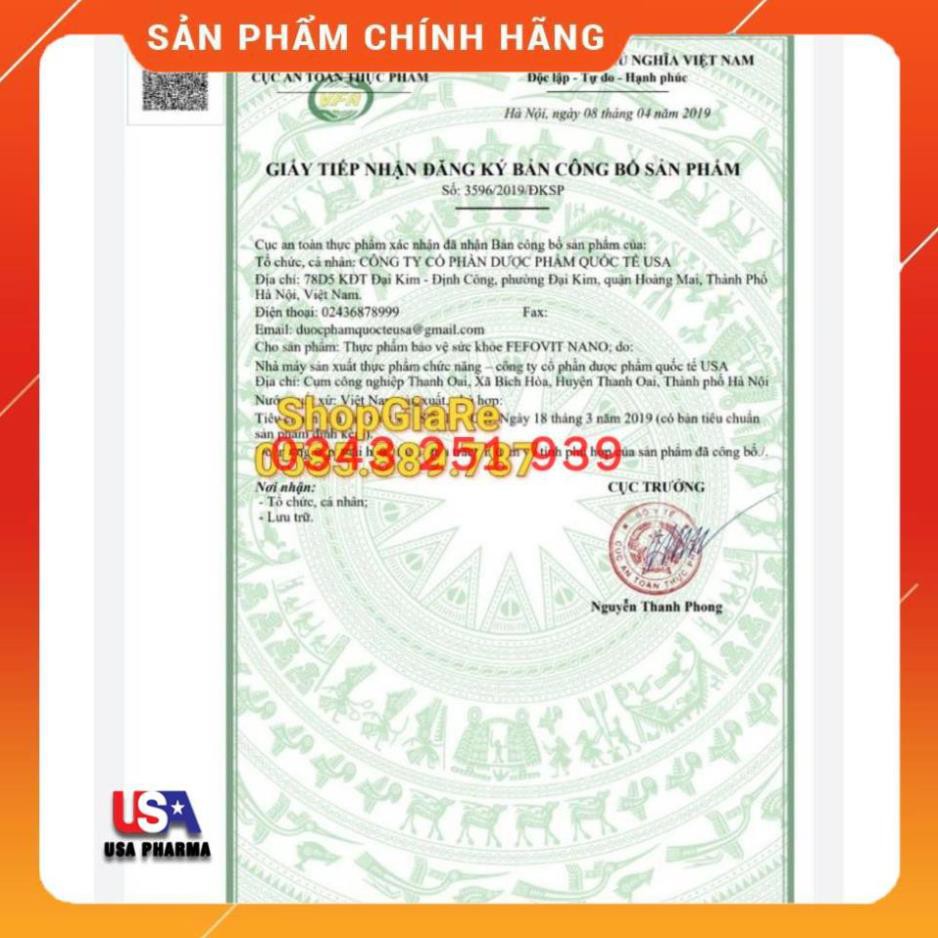 Viên uống Fefovit Nano bổ sung sắt và vitamin, giảm thiếu máu do thiếu sắt - Hộp 100 viên