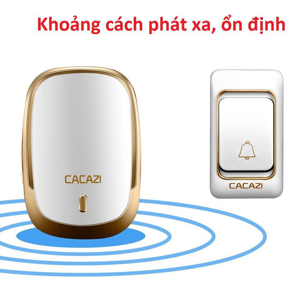 [Hàng loại 1]  Chuông cửa không dây thông minh cacazi k01, báo khách điều khiển từ xa 300m, chống nước cao cấp