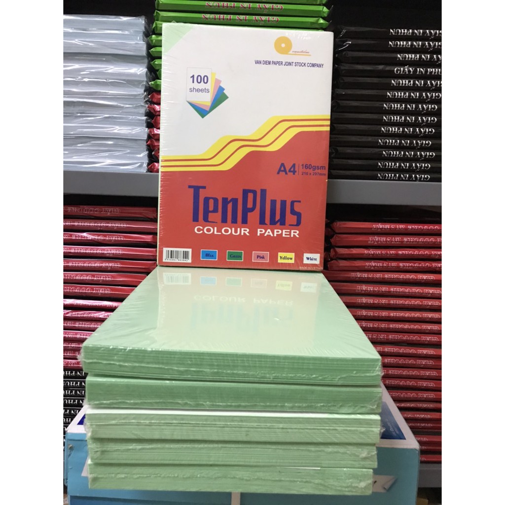 Giấy bìa, Bìa màu cao cấp TenPlus  A4 DL160gsm/100 tờ/tập - Gía gốc